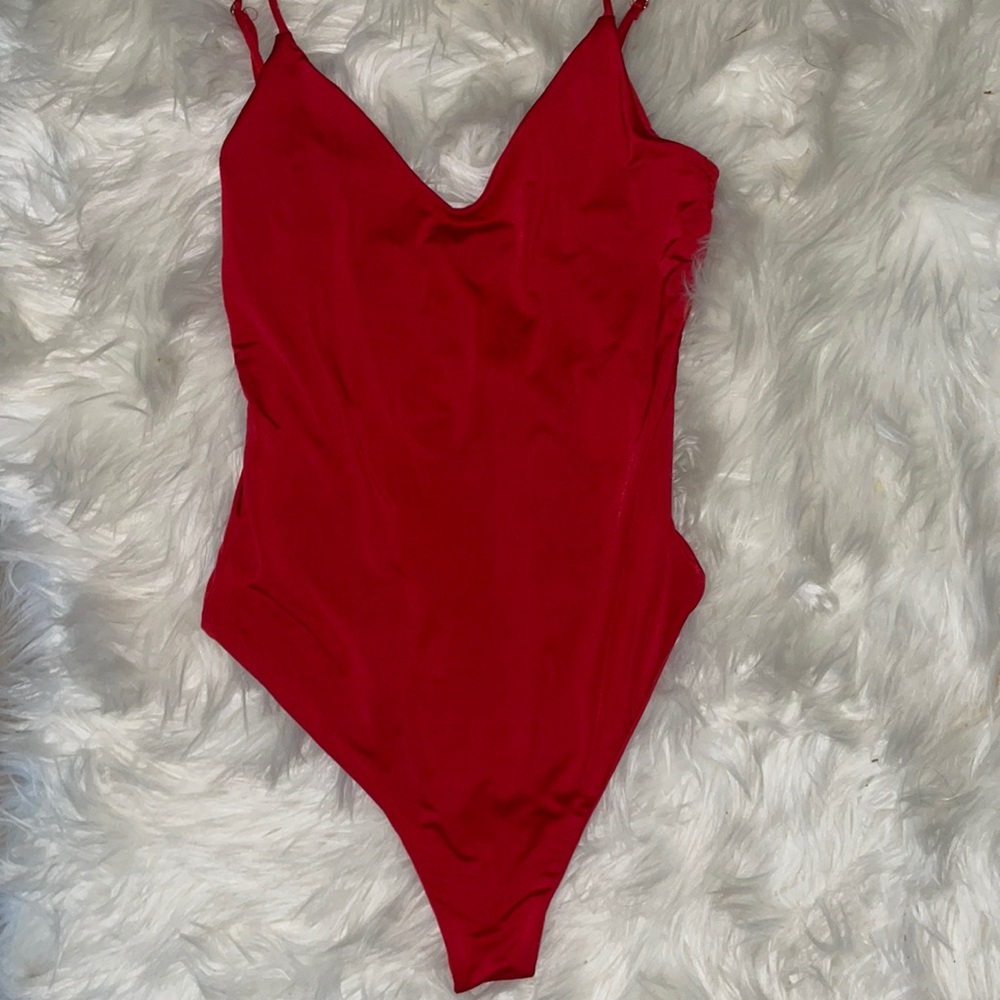 Red silk bodysuit